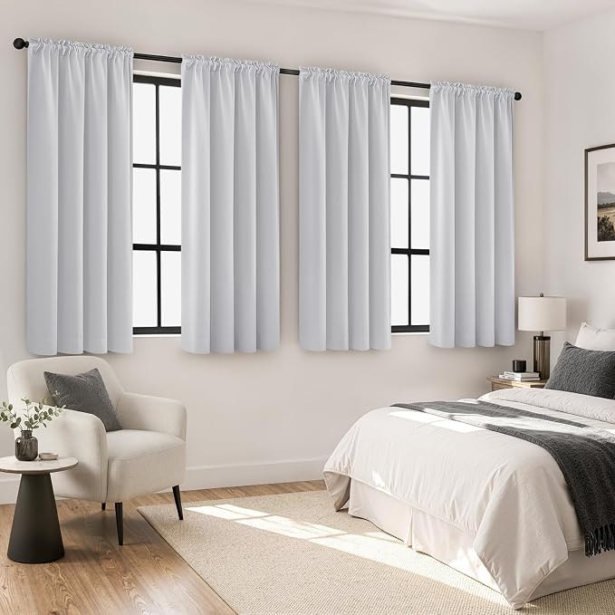 MIULEE Greyish White Blackout Curtains 4 Panels Set 72 Inch Length Bedroom | by MIULEE