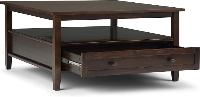 SIMPLIHOME Warm Shaker Solid Wood Transitional-Style 36-inch Wide Coffee Table - Image 3