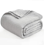 EMME Muslin Blankets for Adults Grey Small Blanket 40" x 50" | Throw Blanket - Image 4