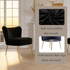 Velvet Accent Chair Set of 2 Comfy Living Room Chair Armless Slipper Chair Mid - Image 5