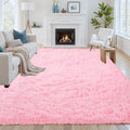 8x10 Fluffy Shag Area Rugs for Living Room Bedroom: Soft Carpet Light Pink | by CarpetAddColortoYourLife