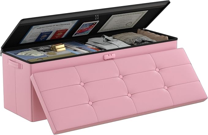DocSafe Storage Ottoman Bench, Fireproof＆Waterproof Folding Bench by DocSafe
