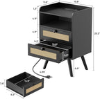 SUPERJARE 2 Drawer Night Stand - Image 3