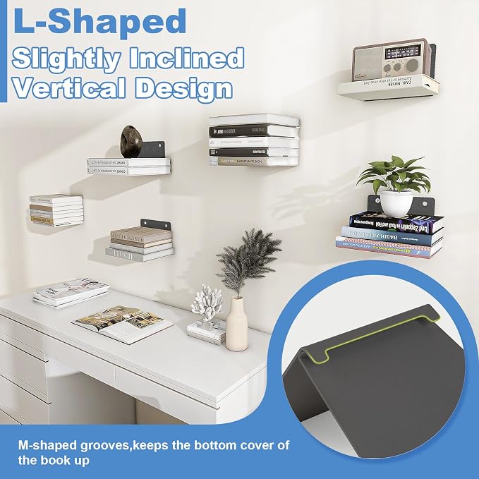FENTEC Floating Book Shelves for Wall, Wall Mounted Invisible Floating Bookshelf - Image 5