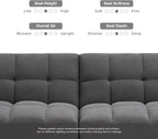 mopio Aaron 76.8" Couch, Small Futon Sofa Bed, Mid Century Modern Futon Couch - Image 7