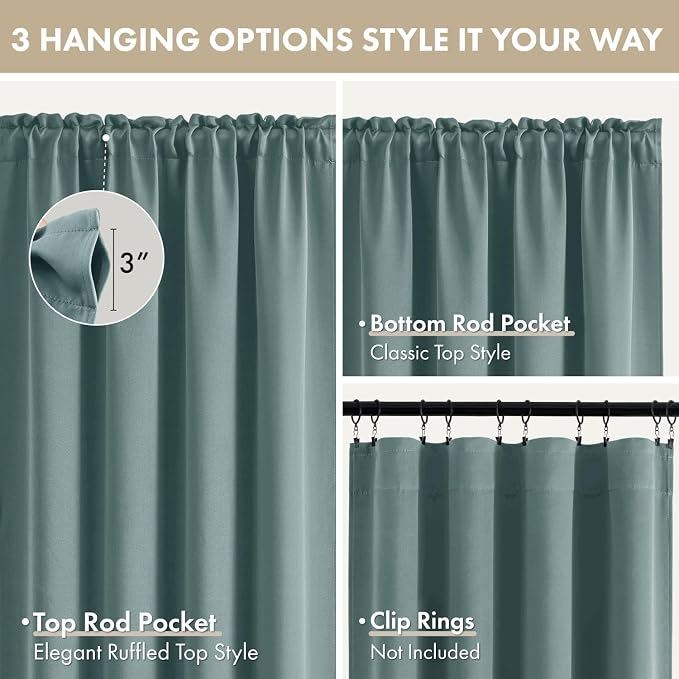 MIULEE 4-Panel 36 Inch Blackout Kitchen Tier Curtains Over Sink Dusty Blue | - Image 8