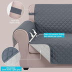 U-NICE HOME 4 Seater Sofa Cover 91''Large Couch Cover, Dark Blue/Light Grey | - Image 3