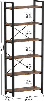 IRONCK Bookshelf 6-Tier Ladder Shelf 110lbs Display Shelf Vintage Industrial - Image 3