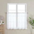 Furman White Kitchen Curtains Tiers 36 inch Length, Light Filtering Soft Airy - Image 2