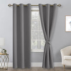 Blackout Curtains for Bedroom 42 x 84 Inch Long Light Grey 2 Panels | Thermal - Image 8