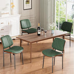 REONEY Dining Chairs Set of 2, Mid-Century Modern Upholstered PU Leather Chairs - Image 3