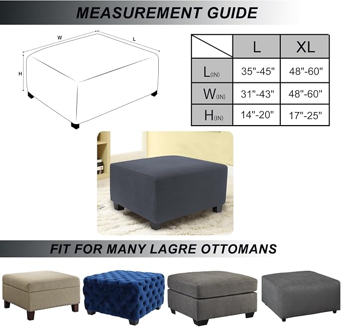 NeColorLife Stretch Ottoman Cover Square Soft Knitted Jacquard Washable Thick - Image 4