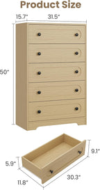 Garvee 5 Drawer Dresser for Bedroom, Wooden Mid Century Modern Chest of Drawers - Image 2