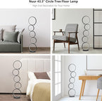 NUÜR Modern 5-Ring LED Floor Lamp, 43.3" Artistic Nesting Circle Standing Lamp - Image 4