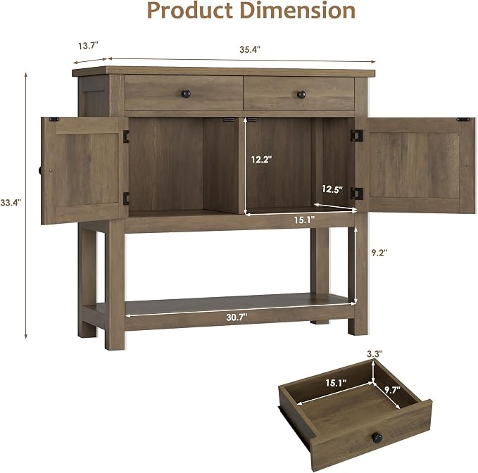 HOSTACK Farmhouse Console Table - Image 2