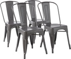 Amazon Basics Metal Dining Chairs, Indoor/Outdoor, 330-Pound Capacity, Dark Gray by AmazonBasics