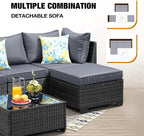JOYURE 5 Pieces Patio Furniture Set All-Weather Outdoor Wicker Sectional - Image 5
