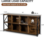 8 Cube Storage Organizer Bookshelf, Industrial Horizontal Bookcase, Accent - Image 2