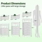 Furnulem Night Stand with Charging Station, Dresser with PVC & Fabric Drawers - Image 9