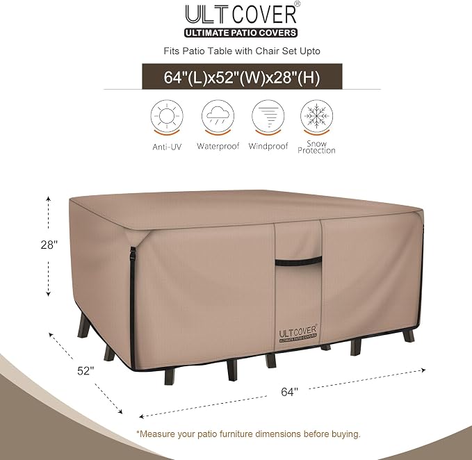 ULTCOVER 600D Tough Canvas Rectangular Patio Furniture Cover - Image 2