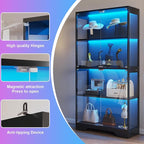 knoworld Display Cabinet with Glass Doors, 4-Tier Glass Display Case with 15mm - Image 6