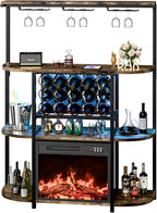 PUKAMI Bar Cabinet with Fireplace, Home Mini Bar Cabinet with Power Outlet and - Image 6
