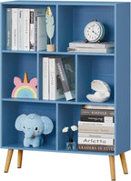 YAHARBO 7 Cube Bookshelf, Wooden Modern Bookcase by YAHARBO