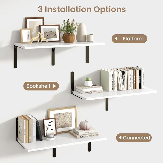 Fun Memories Floating Shelves for Wall, 12 Inch Deep Floating Shelves Set of 2 - Image 6