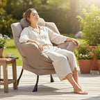 Welnow Khaki Single Lazy Chair for Living Room, Modern Reading Accent Chair - Image 9