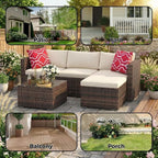 5-Piece Outdoor Sectional Sofa Set, Outdoor Patio Set Sectional Sofa, - Image 3
