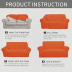 Easy-Going Stretch Loveseat Couch Covers Washable Orange | 1-Piece Loveseat - Image 8