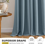 MIULEE Blackout Curtains for Bedroom 2 Panel 40 x 63 Inch Long Greyish Blue | - Image 5