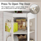 70''H Tall Corner Cabinet with Glass Doors, Farmhouse Storage Cabinet with 4 - Image 4