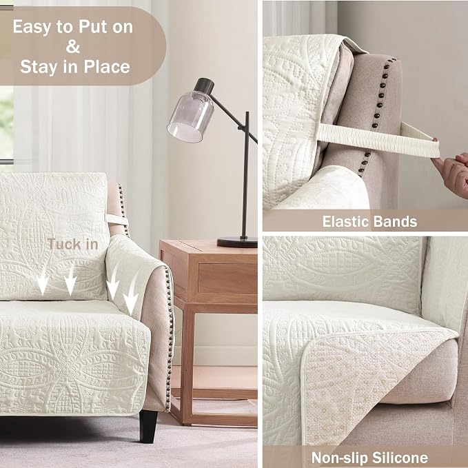 Soft Quilted Couch Cover with Pockets - Image 5