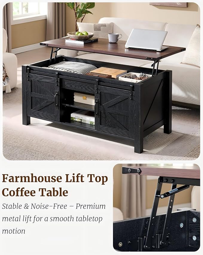 OKD 48" Farmhouse Lift Top Coffee Table - Image 3