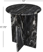 JONATHAN Y Javier Solid Black/Gray Marble End Table, 17.75" Round Modern Accent - Image 2