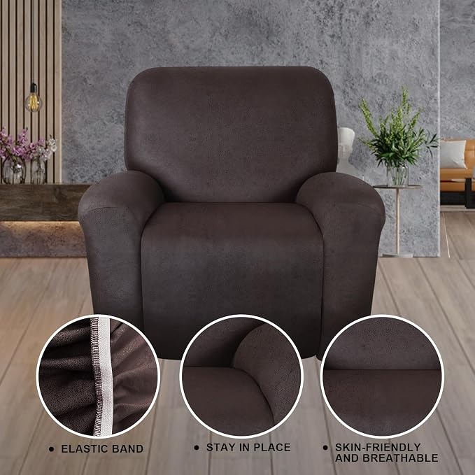 ANARACHON Leather Look Recliner Chair Covers Stay in Place 4-Piece Recliner - Image 5