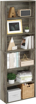 Furinno Jaya Simply Home Free Standing 6-Tier Open Storage Bookcase, French Oak by Furinno-FitsYourSpaceFitsYourBudget
