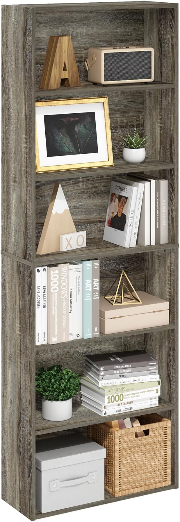 Furinno Jaya Simply Home Free Standing 6-Tier Open Storage Bookcase, French Oak by Furinno-FitsYourSpaceFitsYourBudget