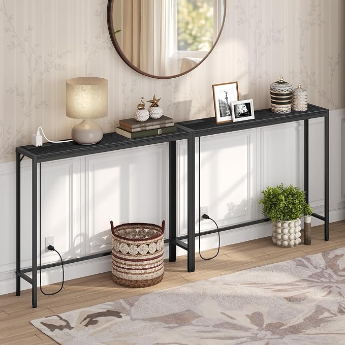 MAHANCRIS Console Table, 2 Pack Narrow Sofa Table, 43.3” Entrance Table - Image 2