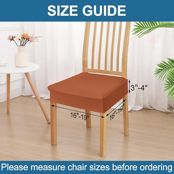 Smiry Waterproof Seat Covers for Dining Room Chairs Set of 2, Stretch Jacquard - Image 2