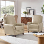 HULALA HOME Genuine Leather Manual Recliner Chairs Set of 2 by HULALAHOME