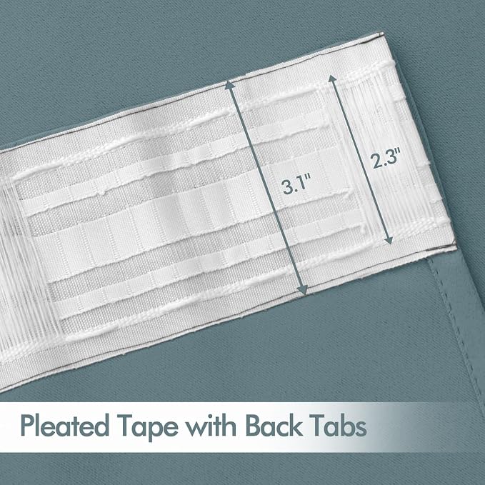 MIULEE Greyish Blue Back Tab Blackout Curtains 52x90 Inch Long 2 Panels Set | - Image 4