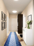 14 Ft Blue Hallway Runner Rug, Custom Size Non Slip Washable, Pet Friendly | - Image 3