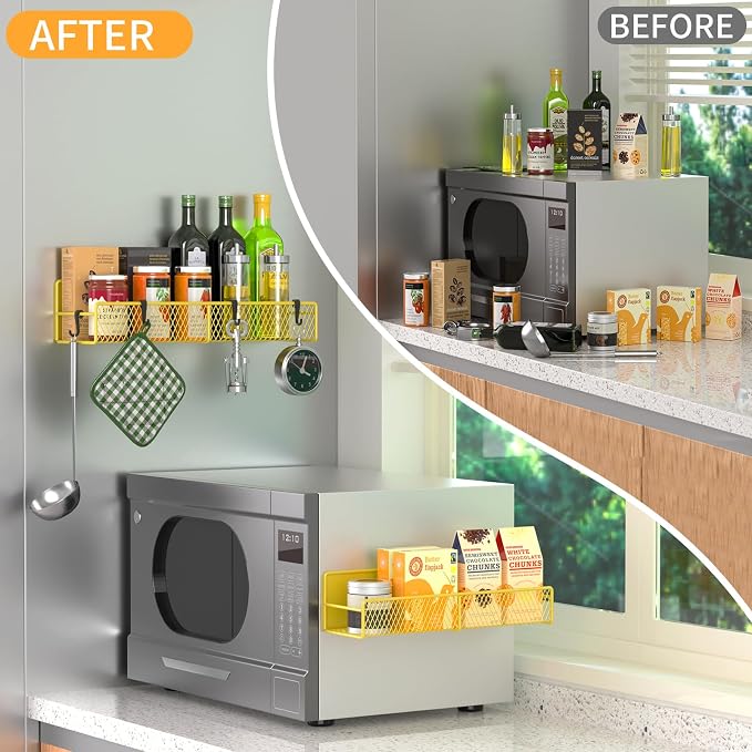 Magnetic Spice Rack for Refrigerator, 2 Pack 100% Metal Strong Magnet Shelf - Image 5