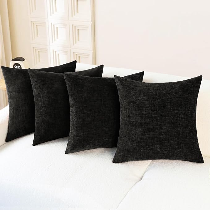 CaliTime Decorative Couch Throw Pillow Covers 18 X 18 Inches Black | Pack of 4 by CaliTime