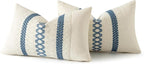 MIULEE Set of 2 Blue Boho Decorative Lumbar Pillow Covers 12x20 Inch | - Image 8