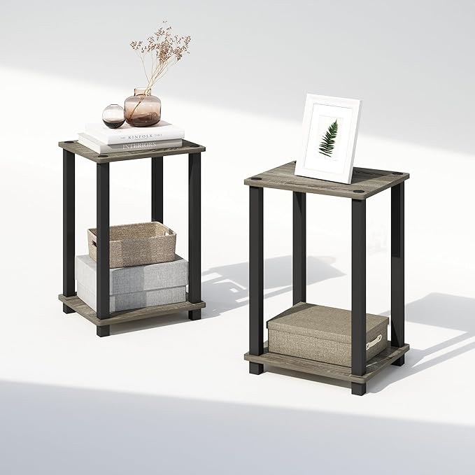 Furinno Simplistic Night Stand Set of 2, 2-Tier Small Nightstand - Image 4