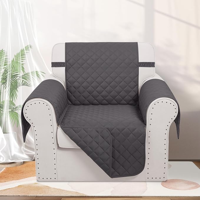 Reversible Recliner Chair Covers, Dark Grey | Chair Covers - Image 2