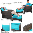 LEVELEVE Balcony Furniture 5 Piece Patio Conversation Set, PE Wicker Rattan - Image 5